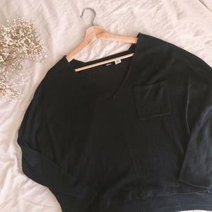 BDG Teal V-Neck Pocket Pullover Sweater